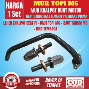 Knalpot Baut + Mur 10 M6 & LEHAR KNALPOT PIPA SELANG silincer ulem ngebass adem sound kunci 10 Beat Karbu Beat Fi Vario 110 Grand Prima & Sambungan Knalpot - Motorcycle