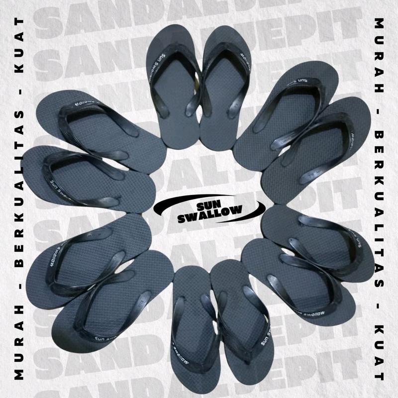 ECERAN SATUAN!!!Sandal karet Sun Swallow BLACK KHUSUS 10-10,5(40-41)  Jepit Sendal 2