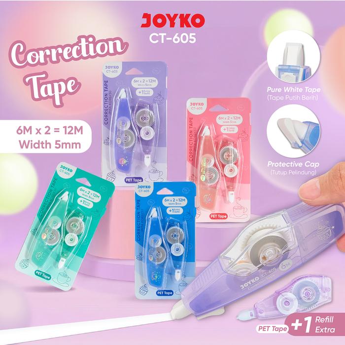 Gambar JOYKO Pita Koreksi Correction Tape CT-605 With Extra Refill dari Joyko Indonesia Kota Administrasi Jakarta Utara Tokopedia