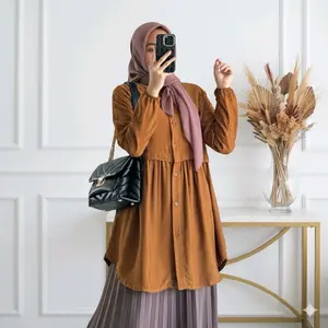 Tunik Livy Long Kancing Lepas Model Terbaru dan Kekinian - Wanita Muslim