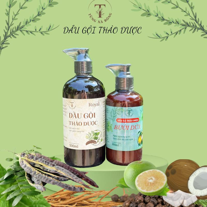  Combo Dầu gội Thảo Dược Bồ Kết 500ml + Dầu Xả Bưởi Dừa 300ml dầu gội thảo dược 