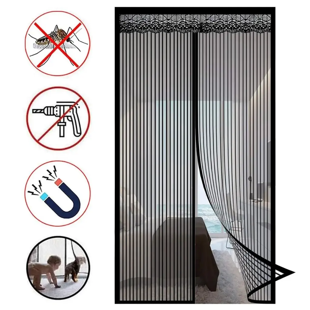 Tirai Pintu Anti Nyamuk Magnetik Kelambu Door Serangga Layar Mesh Penutupan Otomatis
