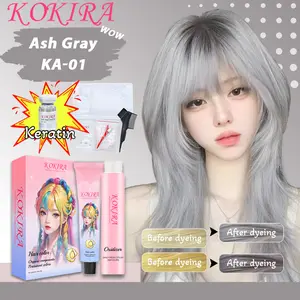 Kokira hair color Ash Gray-01 Ammonia-free formula Essential oil hair care cat rambut pewarna rambut cat rambut  biru gelap