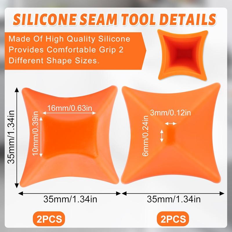 Product Introduction of Silicone Seam Tools,  Soft Silicone Caulking Tools Kit Silicone Applicator, Caulk Smoothing Tool Caulk Finishing Tools in 4 Size, 4/6/10/16mm Calking Tool for Kitchen, Bathroom 3