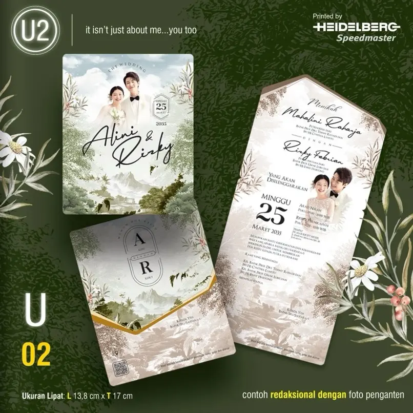 (20pcs) Cetak Undangan Pernikahan FREE FOTO | kode : You Two (U2)