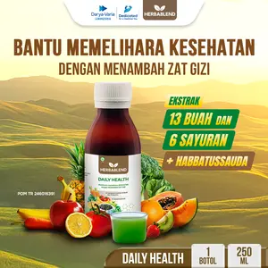 Herbablend Daily Health (1 Botol x 250ml) - Sirup Vitamin Daya Tahan Tubuh | suplemen herbal | Vitamin sayuran dan buah untuk anak | vitamin imun tubuh dewasa | vitamin herbal | habbatussauda | buah | sayur | vitamin sayuran dan buah dewasa