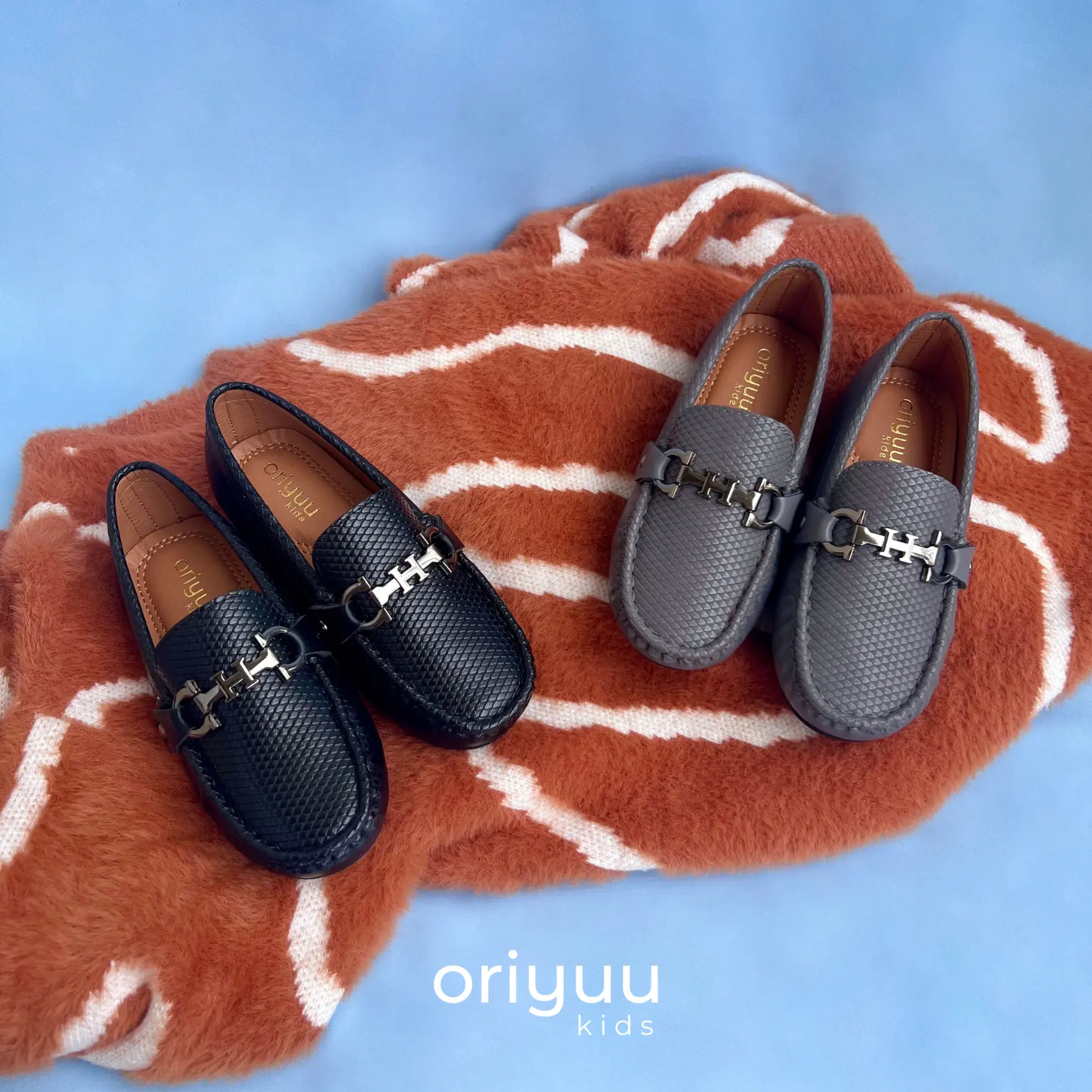 Mini Gentleman - Harlan - Oriyuu Kids - Sepatu Pantofel Anak Laki Formal Pesta Slip On Kulit Hitam