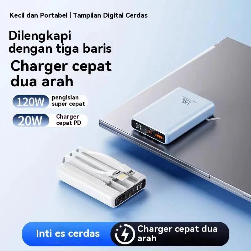 Bank Daya Pengisian Mini Ukuran Mini 20000mah Dengan 4 Usb Bank Daya Layar LED Ringanl Portable Power Bank Baterai Jam 2