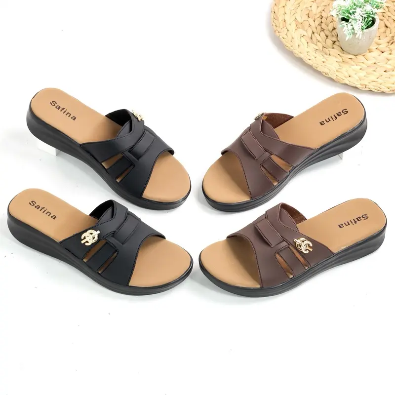 SAFINA Alicia Sandal Wanita Slip On / Selop Kekinian 2025 - Model Kembang Variasi Gesper Mini 0