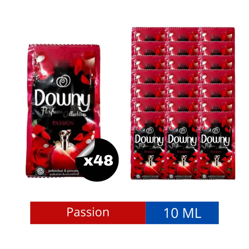 48 Pcs Downy 10 ml Paket Murah Pewangi & Pelembut Pakaian Downy Sunrise Fresh \ Floral Pink \ Sports Fresh \ Fresh Bouquet \ Adorable Bouquet \ French Lavender \ Passion \ Mystique \ Anti Apek Renceng 6