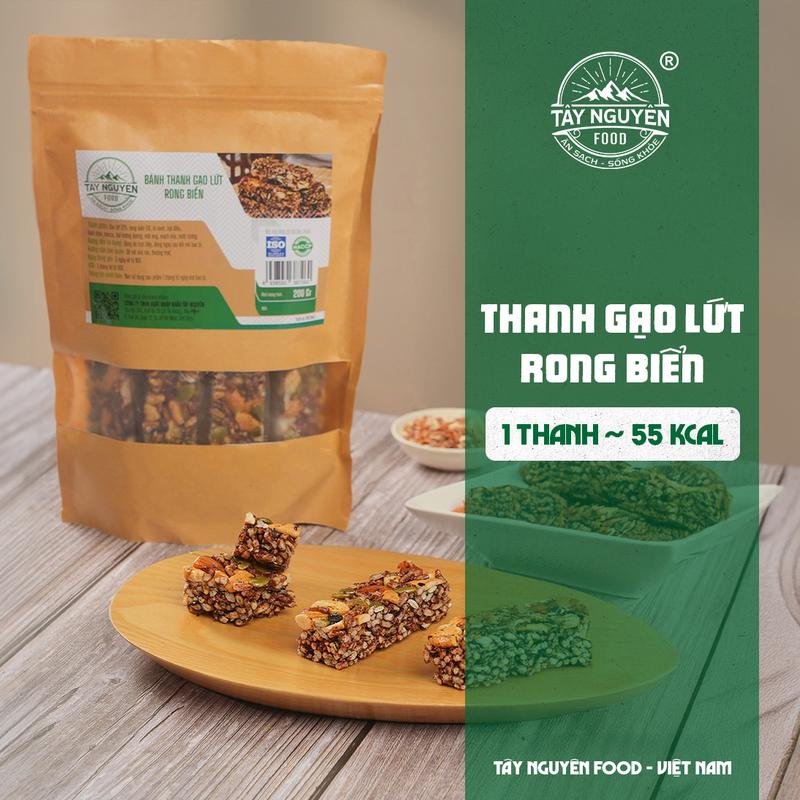 Thanh gạo lứt không đường rong biển chà bông Tây Nguyên Food - Việt Nam bịch 200g
