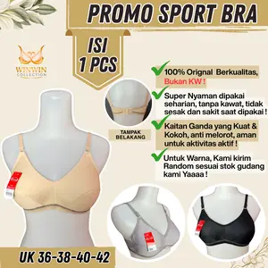 Nazwa Sport Bra Wanita Tanpa Kawat Bahan Katun Lembut Nyaman Size 36-38-40-42 Original Berkualitas Tinggi untuk Aktivitas Sehari-hari - BH