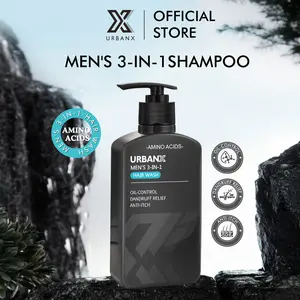 【Ready stock】UrbanX Men’s 3-IN-1 Hair wash Oil-control Dandruff Relief Anti-Itch Cooling Menthol Healthier Looking Hair 300ML