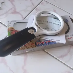 KACA PEMBESAR. 2in1 Magnifier Gelas Kaca Pembesar Dengan Lampu 3 LED Loop Magnifying Untuk Membaca dan Perhiasan Lensa Kaca Pembesar LED