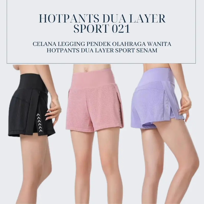 Oppa Style Shop CELANA LEGGING PENDEK OLAHRAGA WANITA HOTPANTS DUA LAYER SPORT SENAM YOGA TRAINING GYM 1
