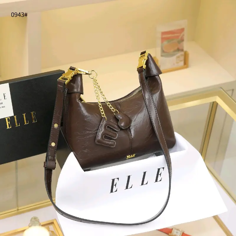 ELLE0943 Calfskin Leather Hobo Handbag Shoulder Bag 3