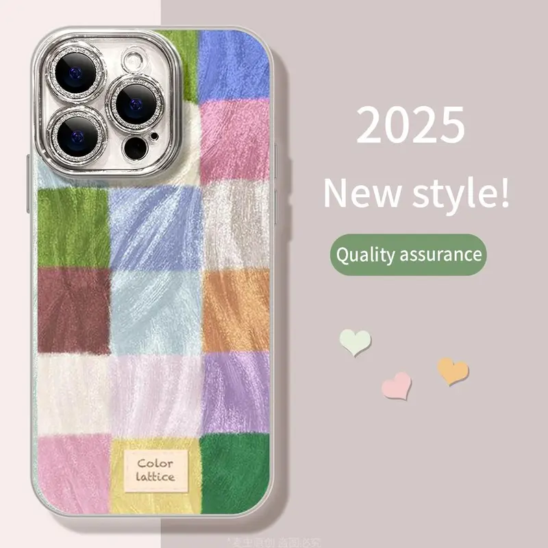 Casing Silkon TPU busur pelangi untuk iPhone 13/15 pro max 14/Xsmax/R dengan 12/11 Film Lensa Bawaan - seni rupa - Ponsel B F Cover Silikon 3