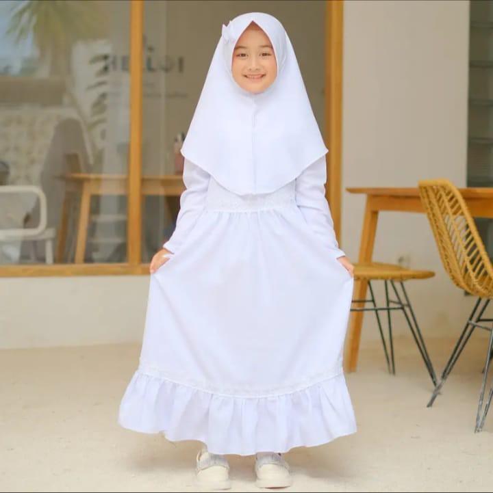 Product Introduction of gamis anak perempuan manasik anak muslim perempuan 3-10th Baju Syari Katun Lembut Nyaman Dress Kerudung 2