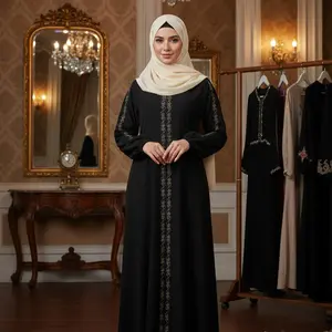 Gamis Abaya Aulia Bahan Sabrina ANTI UV Dengan Aksen Manik Manik Cantik untuk Tampilan Elegan dan Modis TERBARU 2026