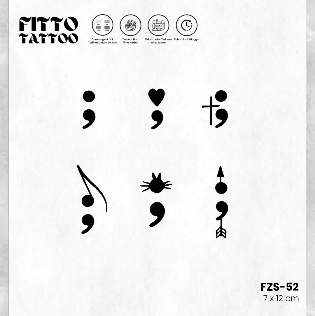 tato temporer semi permanen tattoo fruit ink tatto stiker semicolon quotes tatoo Temporary