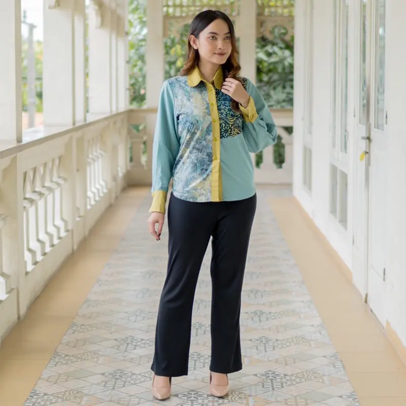 MEYDEND - Raina Blouse Batik Cap Handmade Modern Lengan Panjang