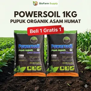 Beli 1 Gratis 1 - POWERSOIL Asam Humat 1KG Original Pupuk Organik Serbaguna, Aman untuk Tanaman Buah, Sayur & Hias