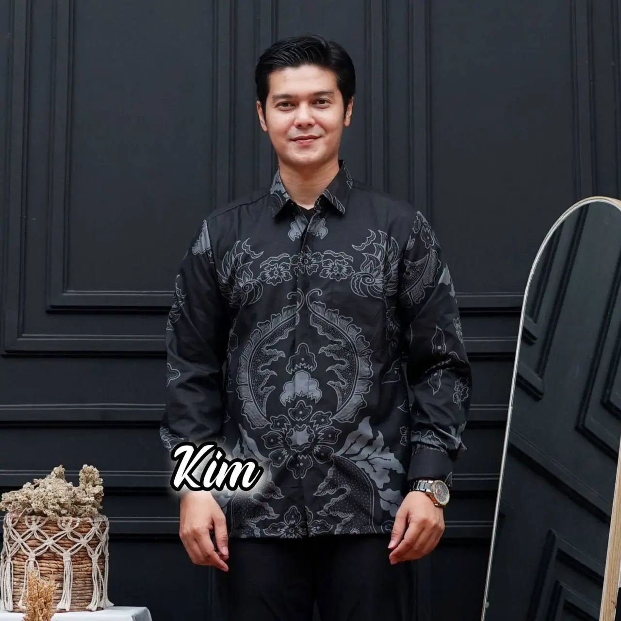 Baju Pria Lengan Panjang Motif Batik Modern Katun Cowok Dewasa rapi cuci kering kemeja pria pendek Hitam Distro Hem Putih