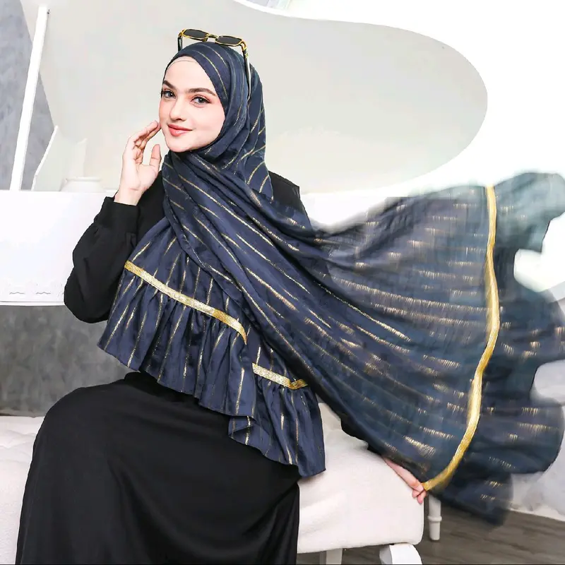 Pashmina Hijab Gamila katun serat gold by Hay! COD 2