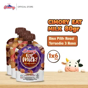 Cimory Eat Milk Bundle 6pcs - Variasi Chocolate, Hazelnut, Marie Biscuit, & Matcha Minuman Susu Creamy & Praktis untuk Bekal Aktif