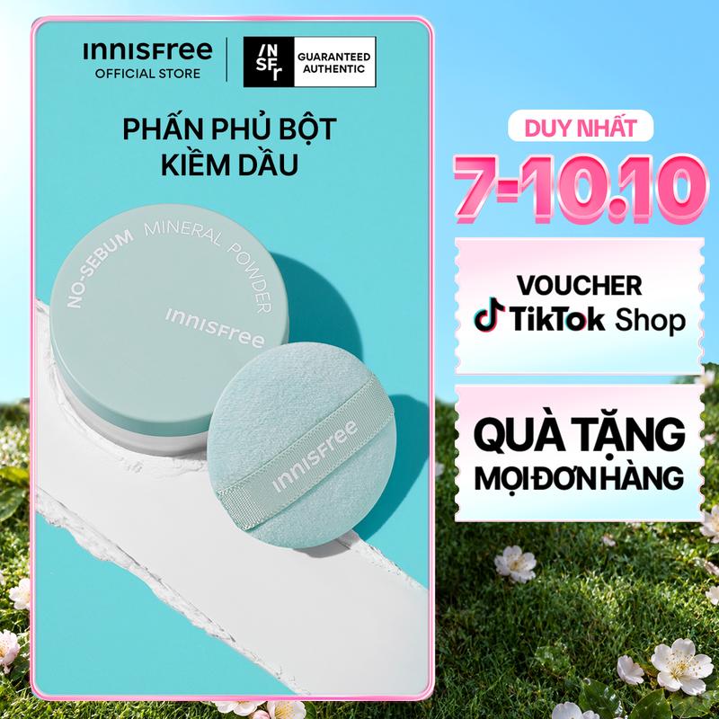 [HOT DEAL] Phấn phủ bột kiềm dầu, mịn lì lâu trôi INNISFREE No Sebum Mineral Powder 5g