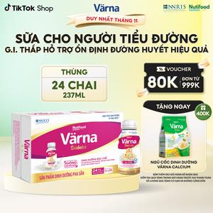 Thùng Sữa Bột Pha Sẵn Cho Người Tiểu Đường Varna Diabetes (24 Chai X 237ml) GI Thấp Ổn Định Đường Huyết