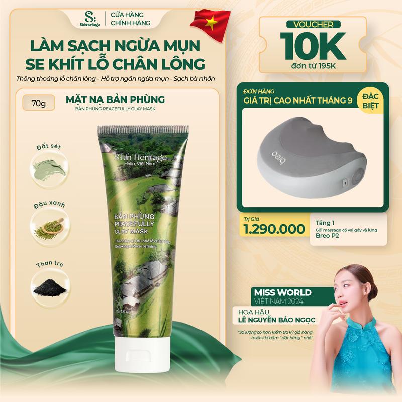 Mặt Nạ Đất Sét Bản Phùng Làm Sạch Sâu, Hỗ Trợ Ngăn Ngừa Mụn, Làm Thoáng và Dưỡng Ẩm Da SKIN HERITAGE 70ml