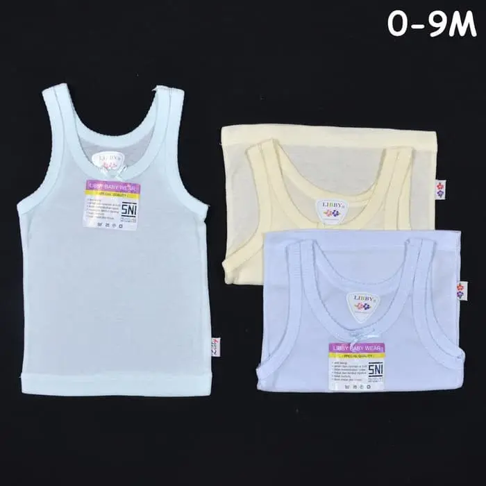 LIBBY VELVET JUNIOR Singlet / Kaos Dalam Bayi / Baby| Baju Bayi / Perlengkapan Bayi Baru Lahir 1