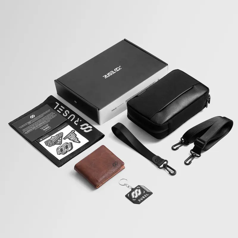 RUSELCO I Bundling Hemat Handbag Noah Max dan Wallet Walter Pria Kulit Hitam 2