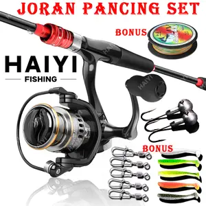 Max drag 15kg Joran pancing Set 1.65M Spinning Fishing Rod with 5.2:1 Reel Combo for Bass with lure Hook Fishing Tackle Setelan pancing