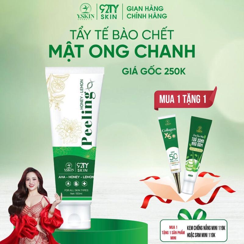  Tẩy tế bào chết mật ong chanh Yskin Nữ Skincare Tặng sữa rửa mặt mini hoặc Colagen NMN mini 