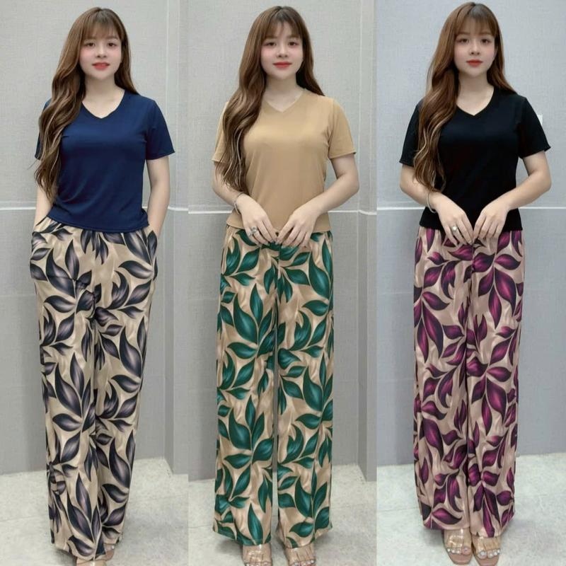 ĐỒ BỘ THUN GÂN ỐNG XUÔNG ÁO TAY CỘC CỔ TIM, CHÂT VẢI MỀM MỊN CO GIẢN SIZE 45-75KG