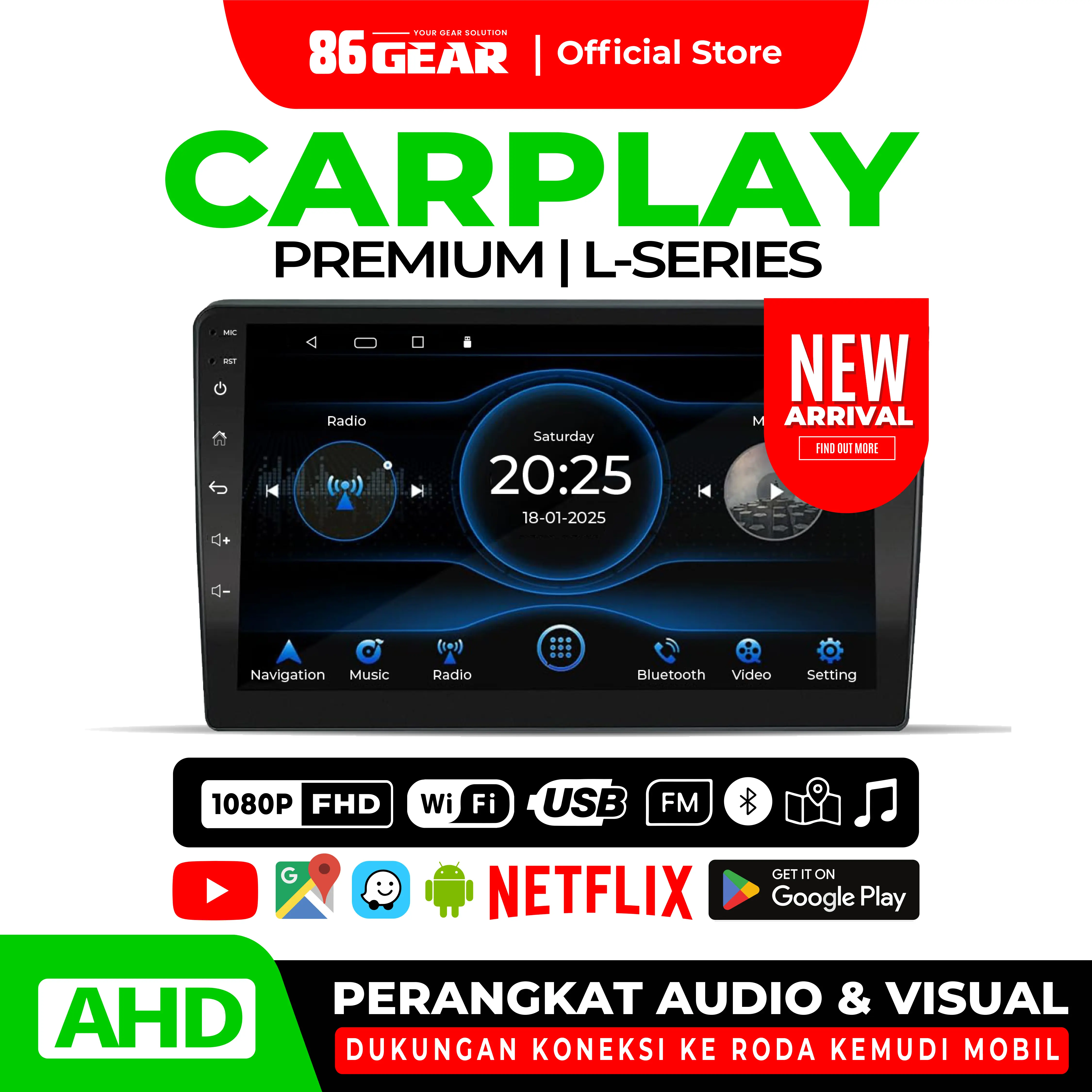 [COD-SV] Head Unit 4+32/64G Android 7/9/10inch + Cooling System Car Android 13 Navigasi Kamera Mundur Multimedia Mirrorlink Bluetooth HONDA TOYOTA SUZUKI MITSUBISHI NISSAN AFL