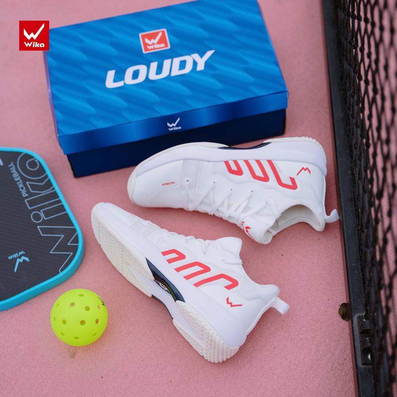 Giày Pickleball Wika Loudy Chính Hãng Màu Trắng - Giày Chơi Cầu Lông Bóng Chuyền Bóng Bàn - Đế Eva Chống Xoắn Vải Dệt Siêu Bền Siêu Nhẹ