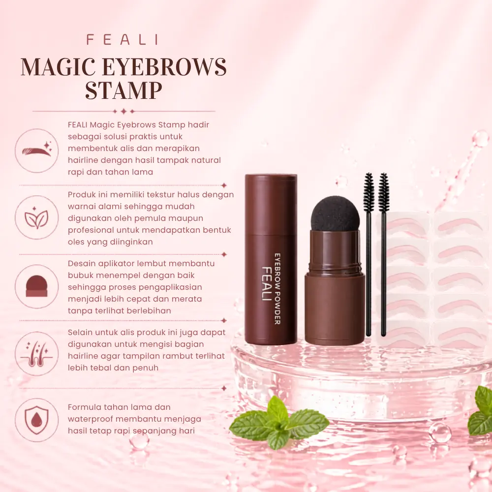 【READY STOCK】FEALI Eyebrow Powder Cetakan Alis Instan Eyebrow Stamp Alis Stempel Alis Bedak Alis Waterproof dengan 10 Model Cetakan Alis