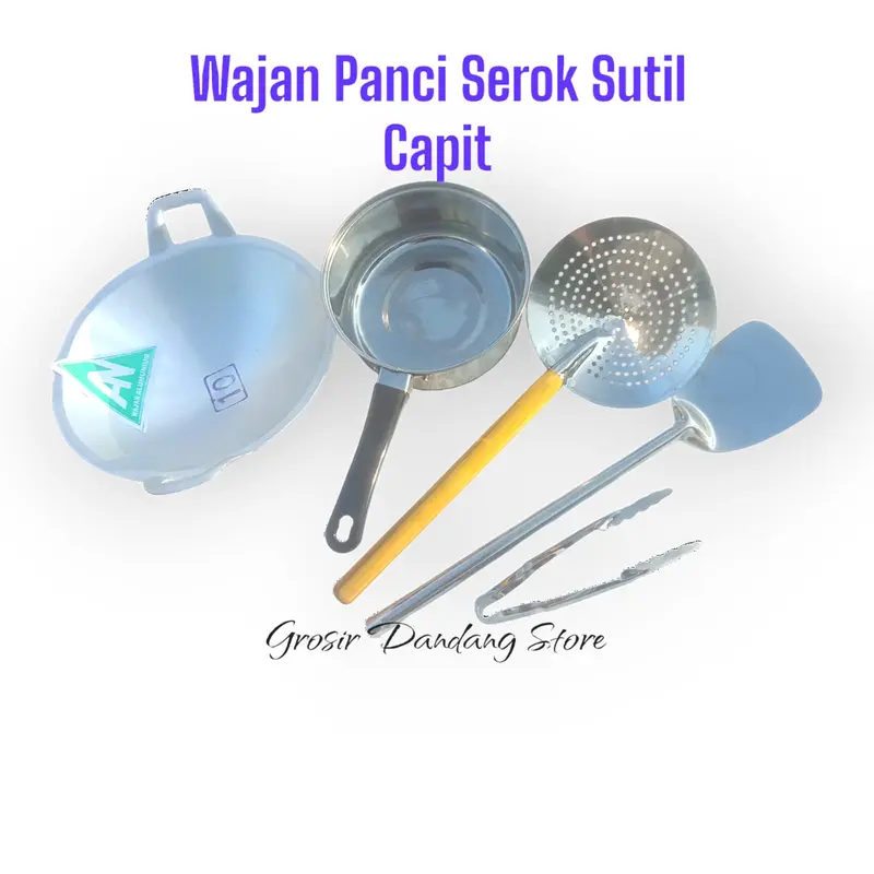 Paket Masak Lengkap Wajan Panci Serok Sutil Murah Alat Aluminium Buah Dapur Kitchenware 7