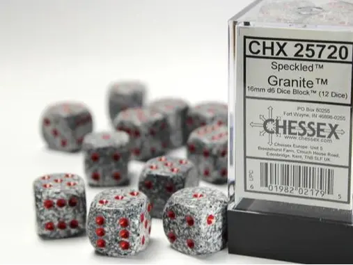 Chessex Speckled Granite 16mm D6 12 Dice Block (CHX 25720)