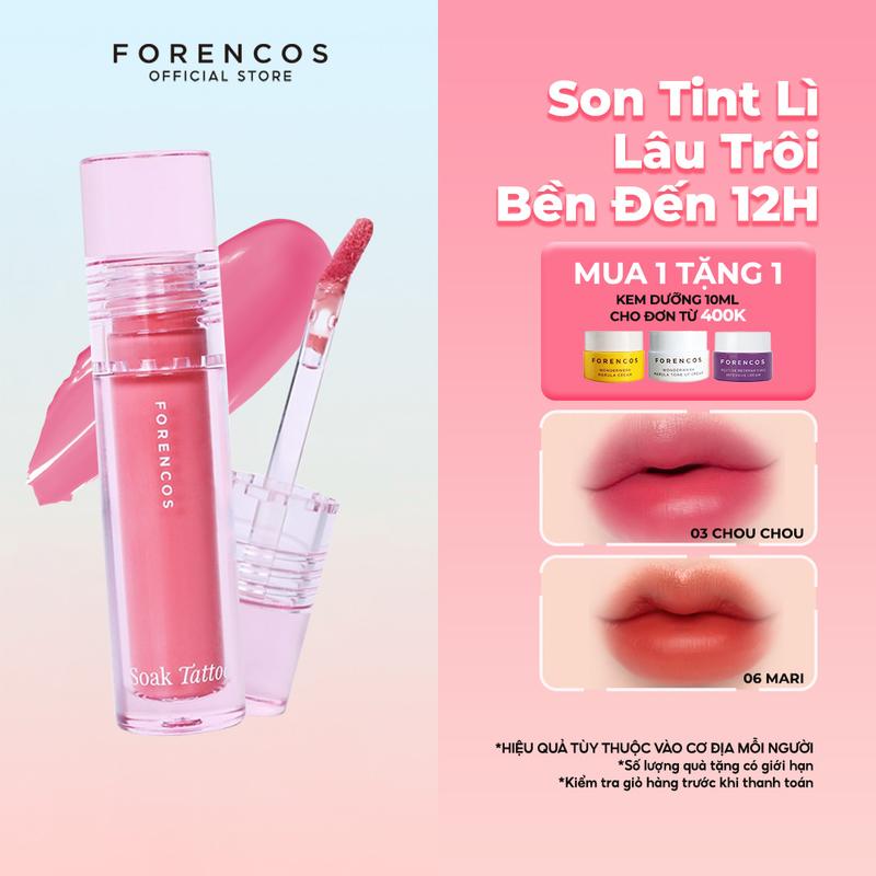 Son kem lì FORENCOS Mini Soak Tattoo Tint bám màu tốt giúp làm căng mọng đôi môi FORENCOS Hàn Quốc