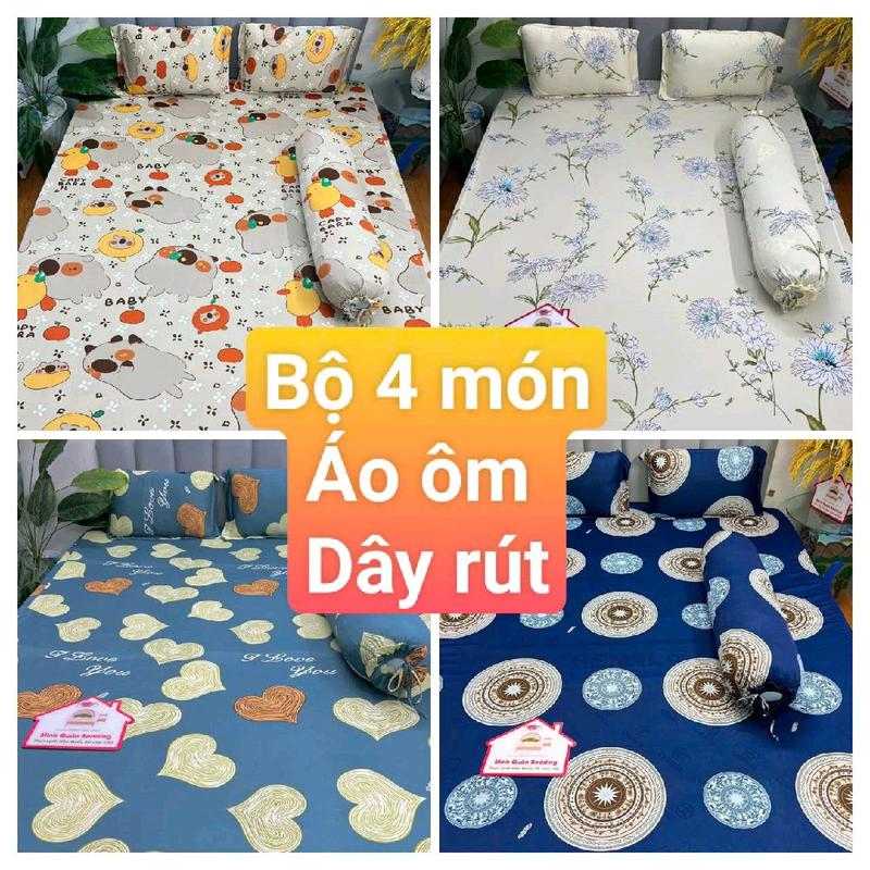 BỘ GA TRÃI GIƯỜNG 4 MÓN  THUN LẠNH HÀN QUỐC : 1 GA BO THUN + 2 VỎ ÁO GỐI NẰM+ 1 ÁO GỐI ÔM DÂY RÚT