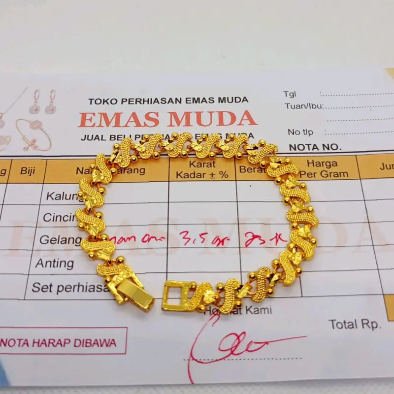Gelang tanggan hongkong emas muda free surat toko perhiasan 1