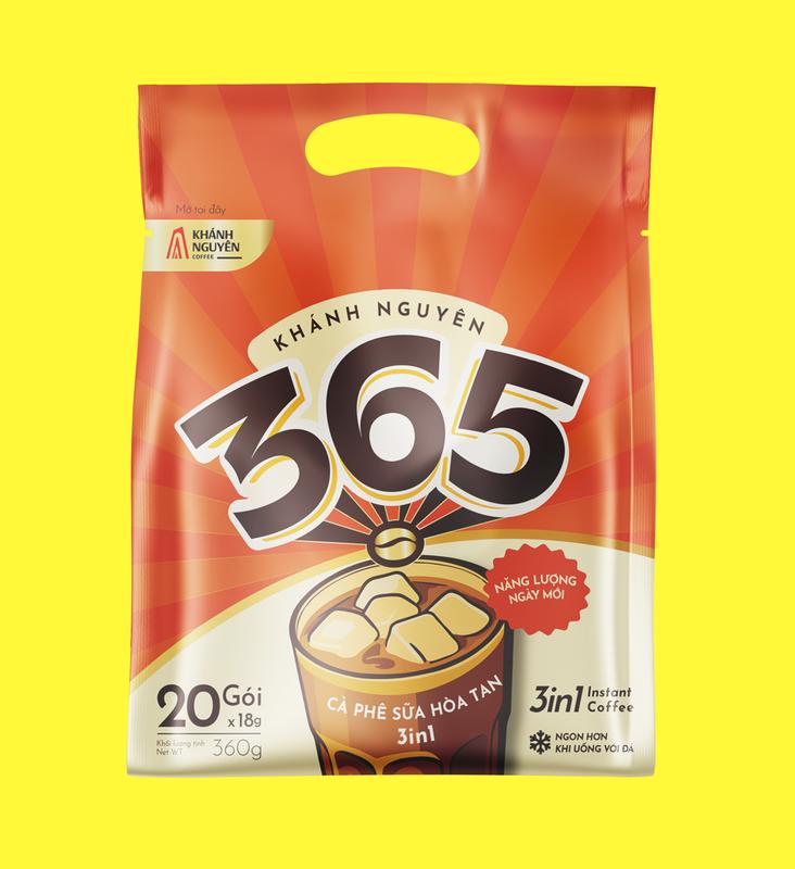 Túi 20 Ống Cafe Sữa Hòa Tan 3in1 Khánh Nguyên 365 Cam - Ít sữa