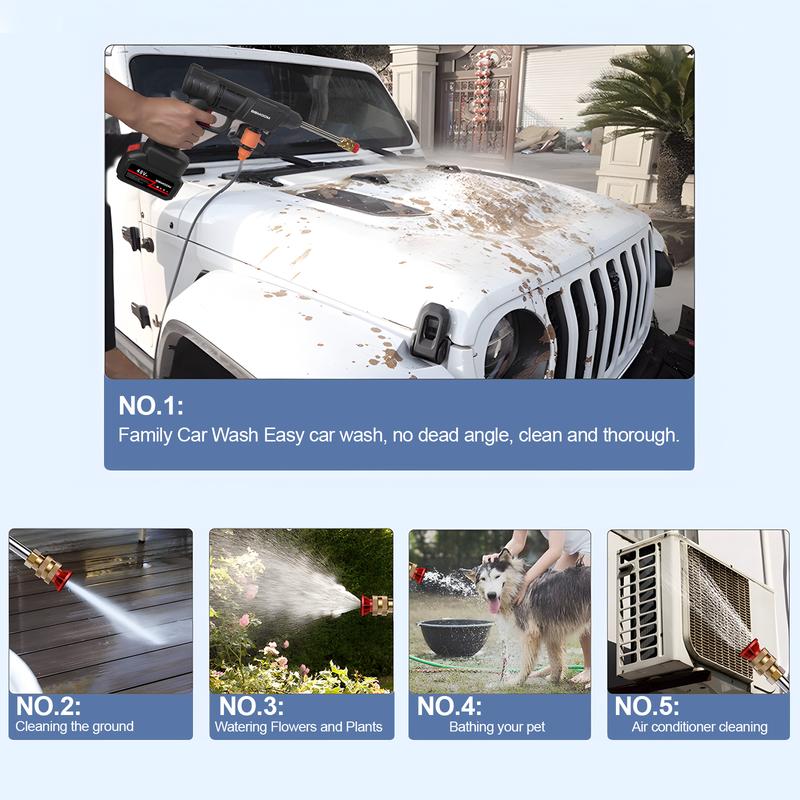 Product Introduction of Jet Air Tekanan Tinggi, Mudah Alih dan Boleh Dicas Semula, Jet Air Basuh Kereta, Tekanan Tinggi, 26BAR, 260W, 19000R, Kapasiti Air 3.5L, Output Air 18