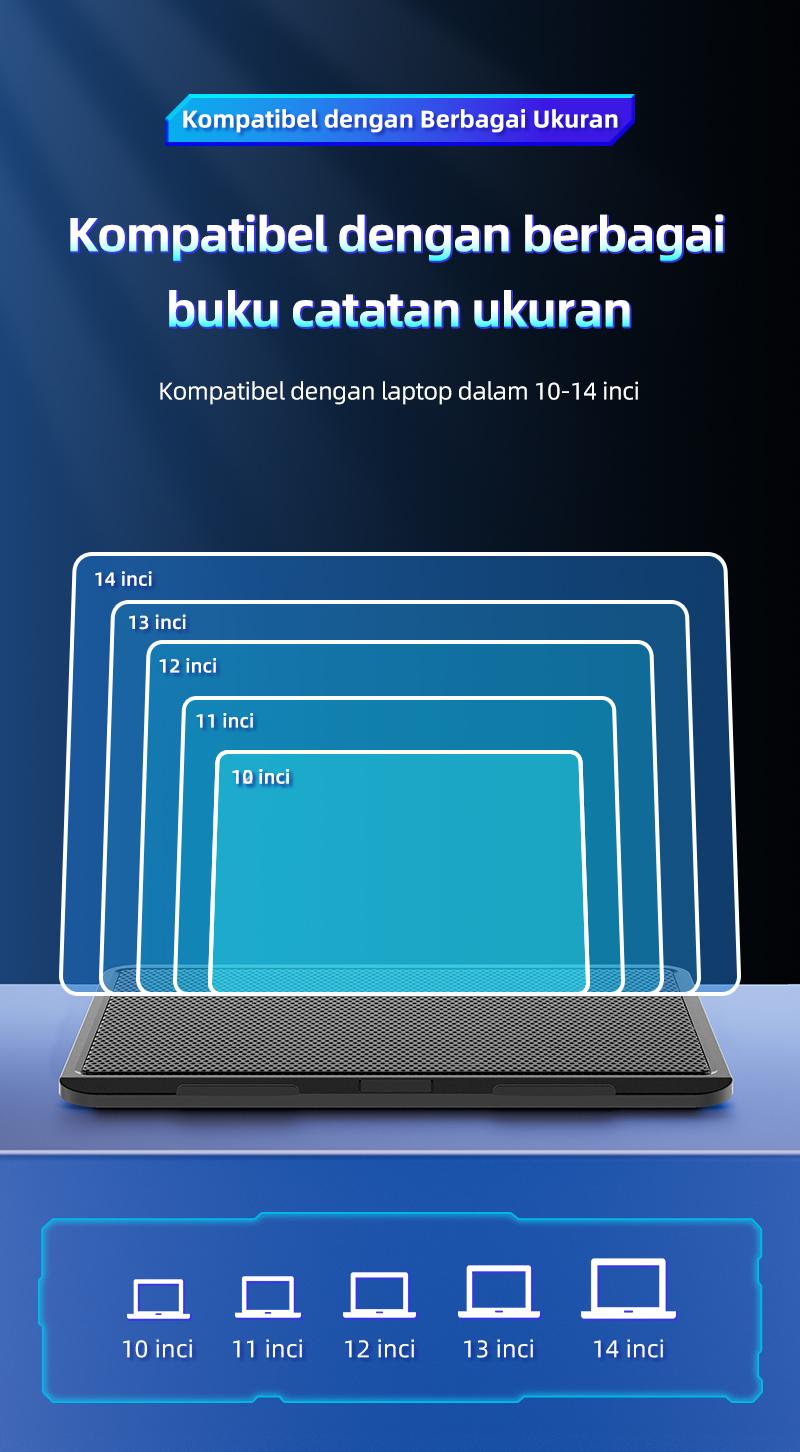 YLV Cooling Pad RGB Light Laptop Kipas Laptop Cooling Pad  Pendingin Laptop Silent - M19 For Gaming Laptops Computer 10-14 Inci.