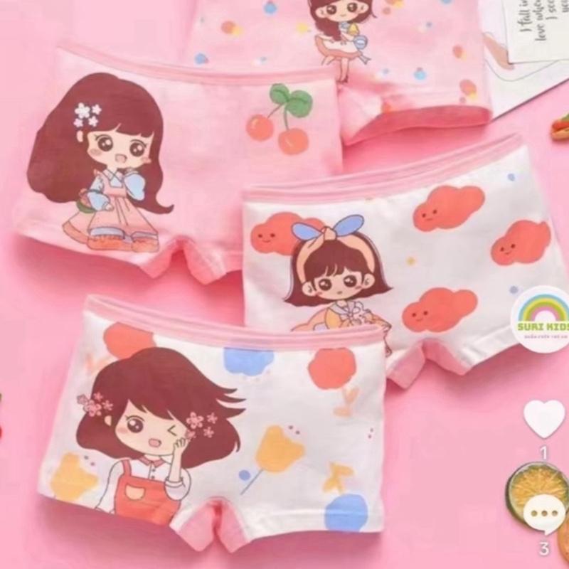 Sét 10 quần chíp đùi 2 lớp mix hình cho bé gái, coton mềm hình ngộ nghĩnh [9-30kg] 5