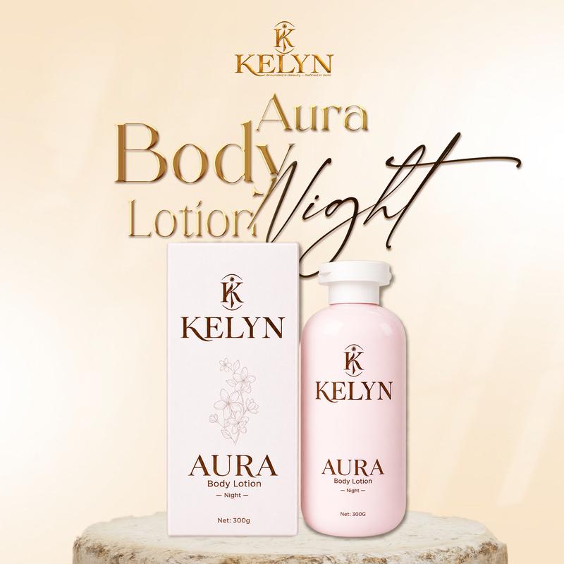 KELYN Aura Body Lotion Night 300g - Kem Dưỡng Da Toàn Thân Ban Đêm, Hỗ Trợ Nâng Tông, Dưỡng Ẩm Cho Da, Hương Thơm Dễ Chịu, Chăm Sóc Body Mỗi Ngày